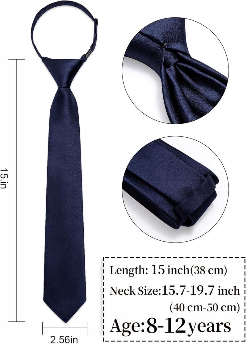 Ailisus Store Boys Tie Solid Color Silk Satin Pre-tied Kids Necktie for Age 8-12 Adjustable Formal Wedding School Graduation - Image 3